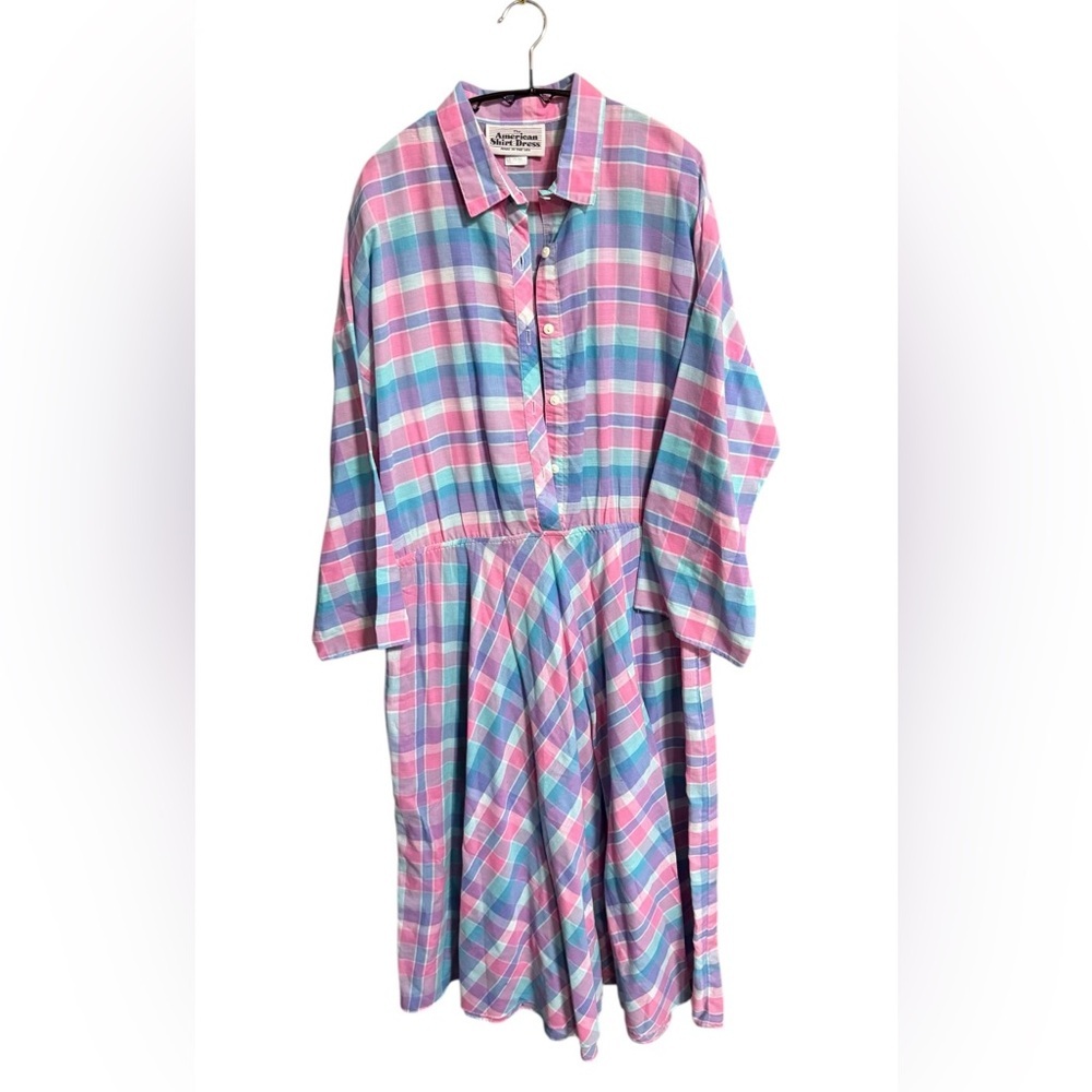 Plaid Vintage American Shirt Dress with Pockets!